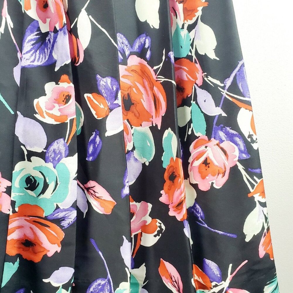 Express Women's Silk Dress Black Strapless Floral Belted Fit Flare Sz 6 NWOT - Picture 4 of 8